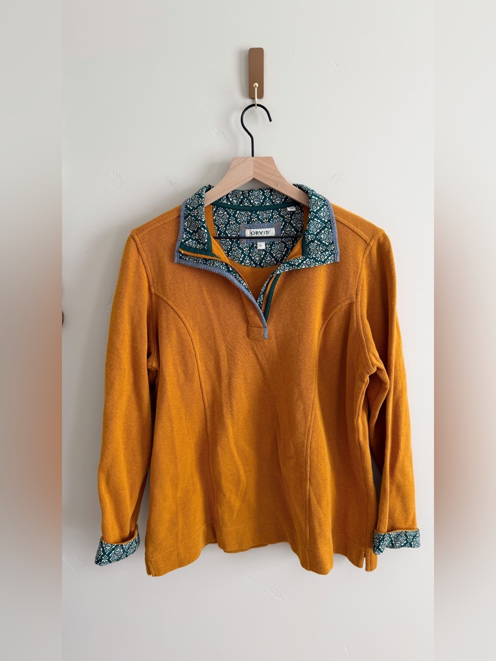 Orvis 100% Cotton Contrasting Paisley 1/4 Zip Pullover Sweater